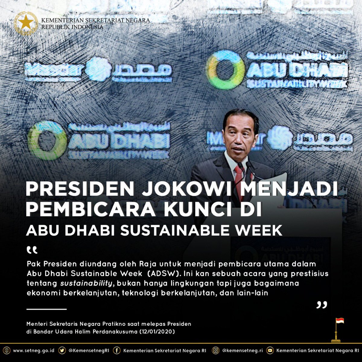 KemensetnegRI's tweet photo. Hai #SobatKemensetneg berikut ini kami sampaikan rangkuman kegiatan Presiden Joko Widodo selama kunjungan resmi ke Abu Dhabi, Persatuan Emirat Arab. https://t.co/Jqw4aqf8ok