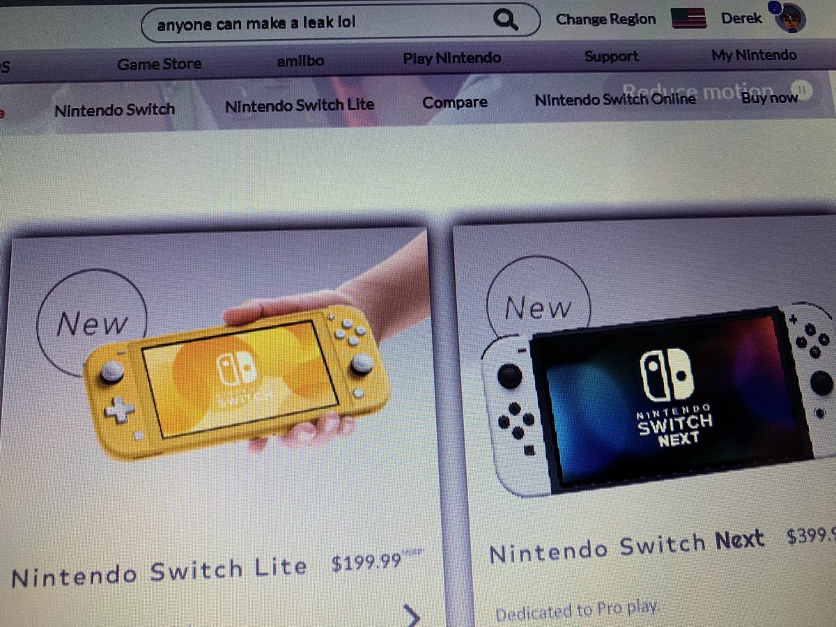 ThatCubeGamer's tweet photo. Oh man, what an odd update Nintendo dropped on their site! ;) #NintendoSwitchNext https://t.co/LCyuLi9sCf