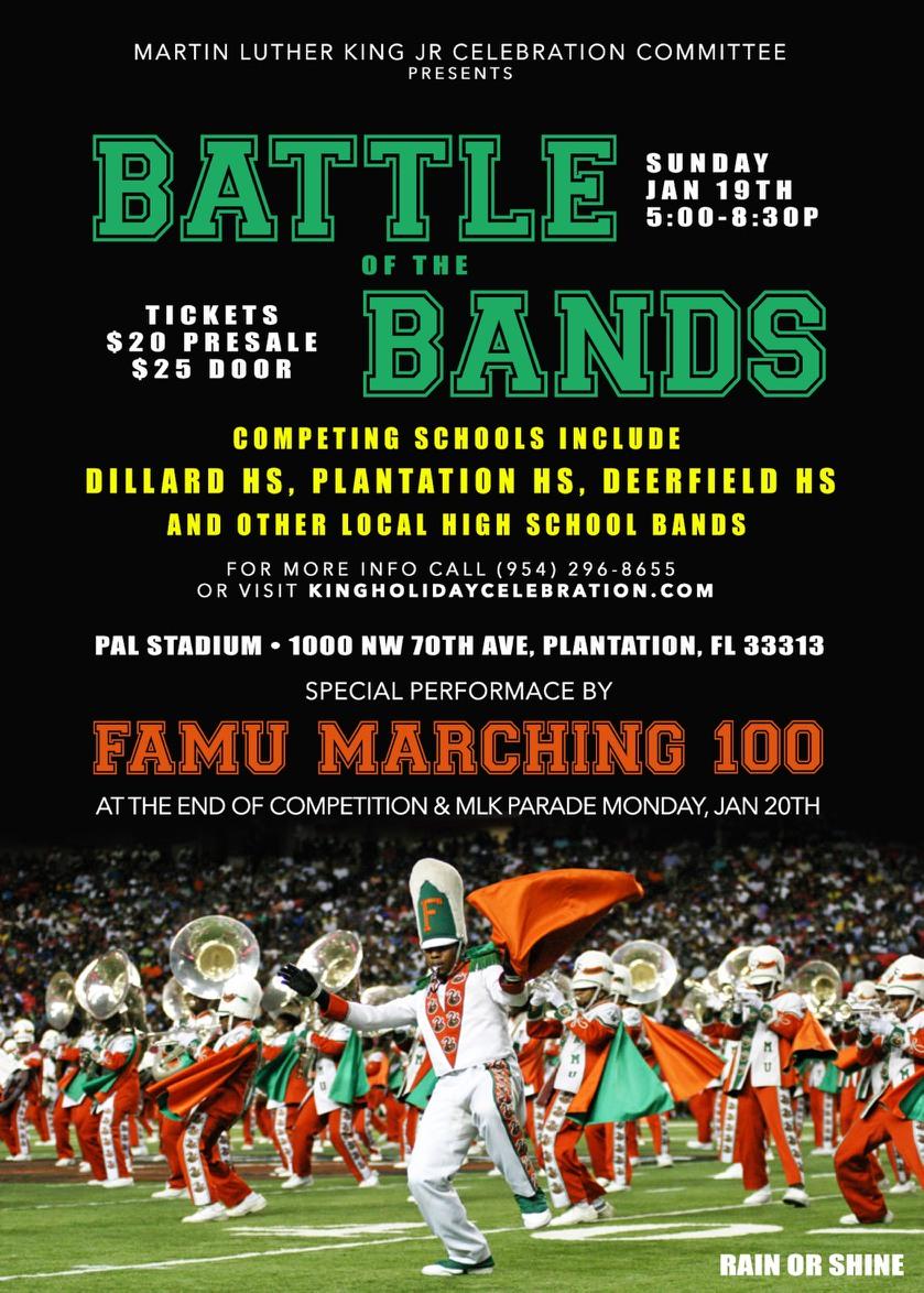 Join us THIS sunday for a battle of the bands at our home field, PAL!! We will have a special performance by the one and only, Marching 100🐍