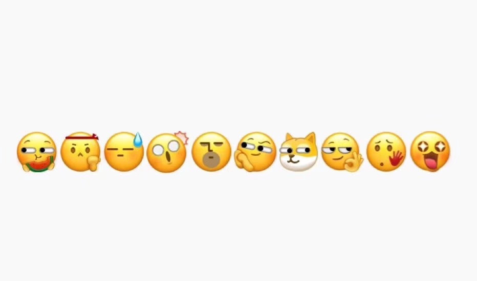 rixinjiang's tweet photo. Some new #emoji on #WeChat. Very localized and interesting, such as "eating melon（吃瓜）"  &amp; "slapping face（打脸）. 
It might be really hard to understand and utilize without knowledge of Chinese language and Chinese internet culture.🤣 https://t.co/gZdeWoZRPG