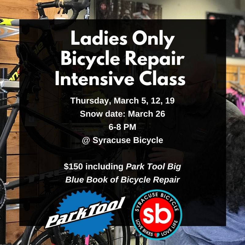 Ladies only bike repair course happening in March. Check out the website for more info. Call the shop to sign up!