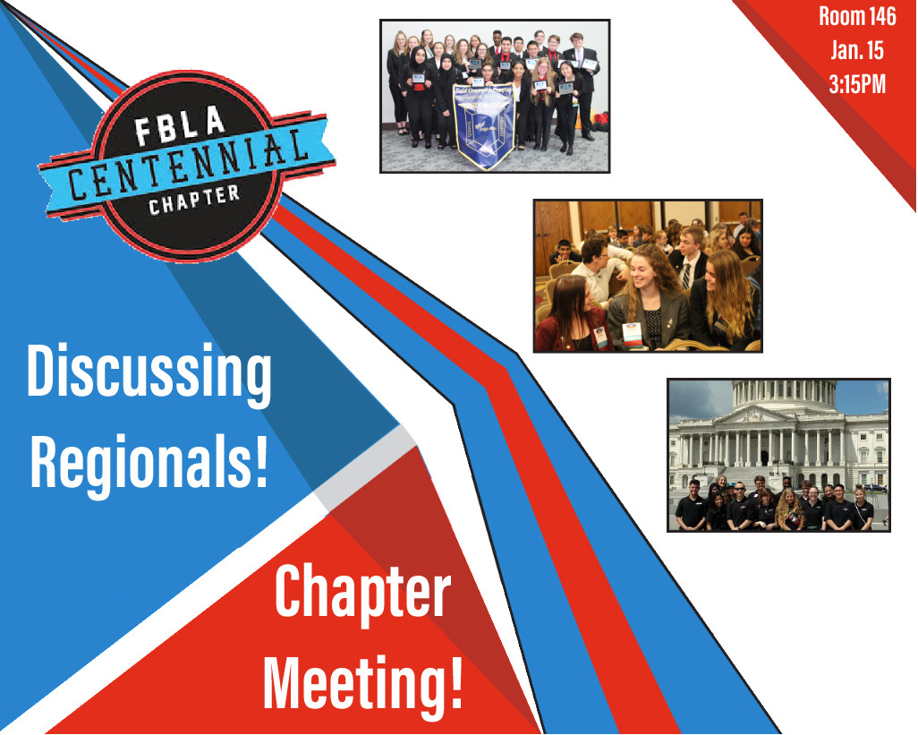 centennial_fbla's tweet photo. On January 15th, we will be discussing regionals regarding expectations, at 3:15PM after school in Room 146! https://t.co/TykrTj3I6J