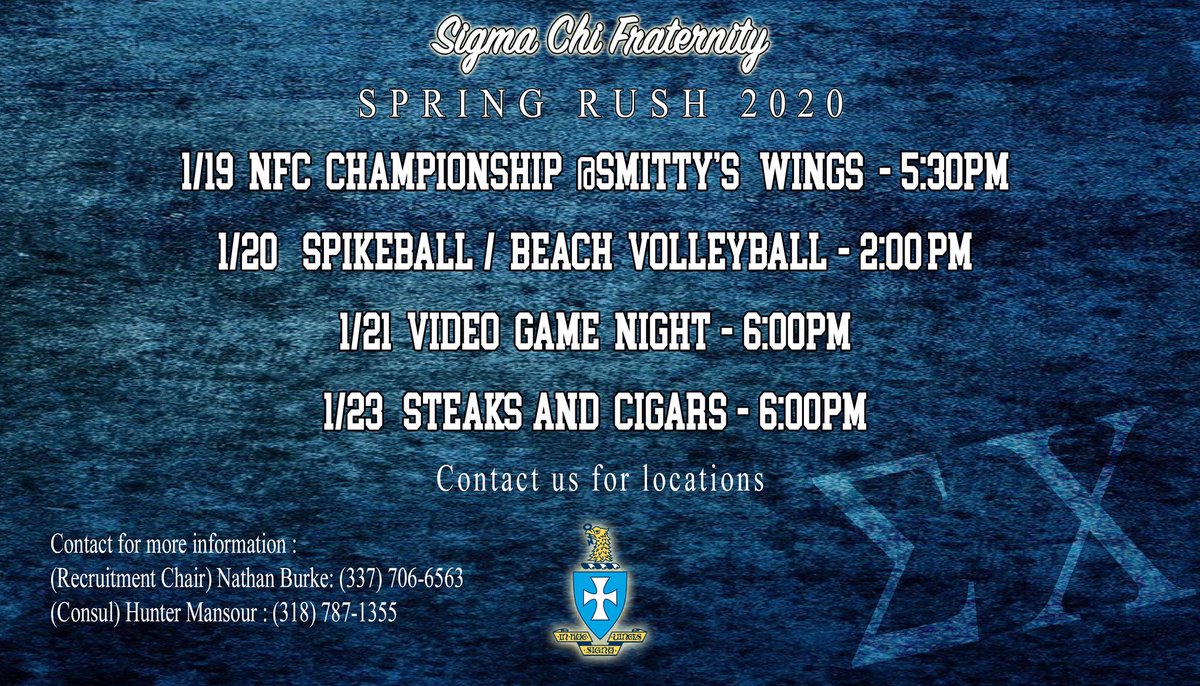 ULSigmaChi's tweet photo. Come hang out with us. Join a brotherhood that will last a lifetime. Please share with anyone that might be interested. #InHoc https://t.co/0Z08QgEtDV