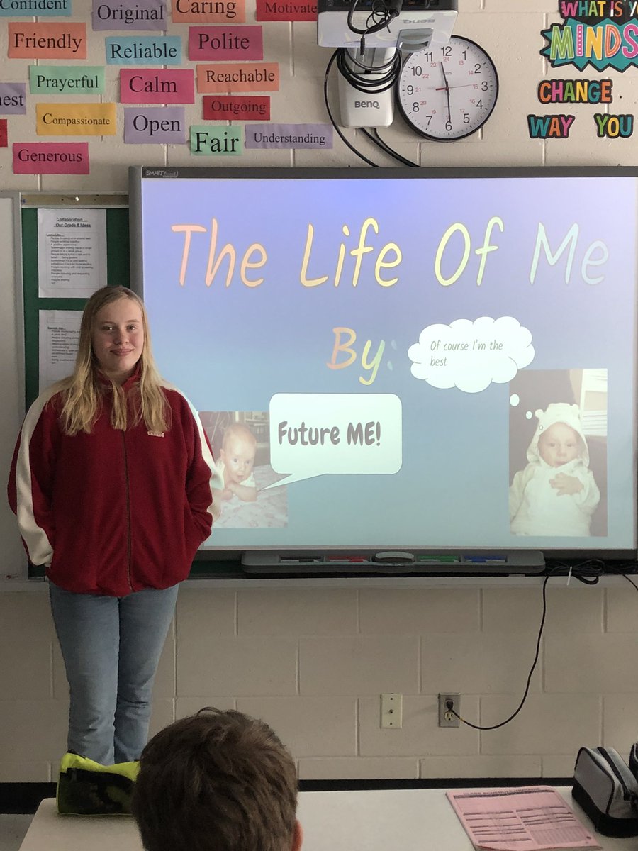 MrWalshHS's tweet photo. A second terrific day of autobiography presentations. All original and creative. Very proud! @MrWalshHS @HolySpiritOCSB https://t.co/E11EgiXNLQ