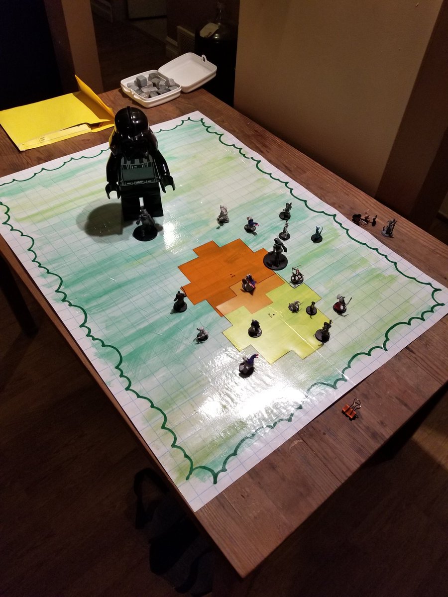 LooksLikeNick's tweet photo. When you have to improvise your miniatures for a battle. Our castle turned into a transformer for our homebrew campaign. #dnd #dnd5e #dungeonsanddragons #homebrew https://t.co/Aj57eDJTCN