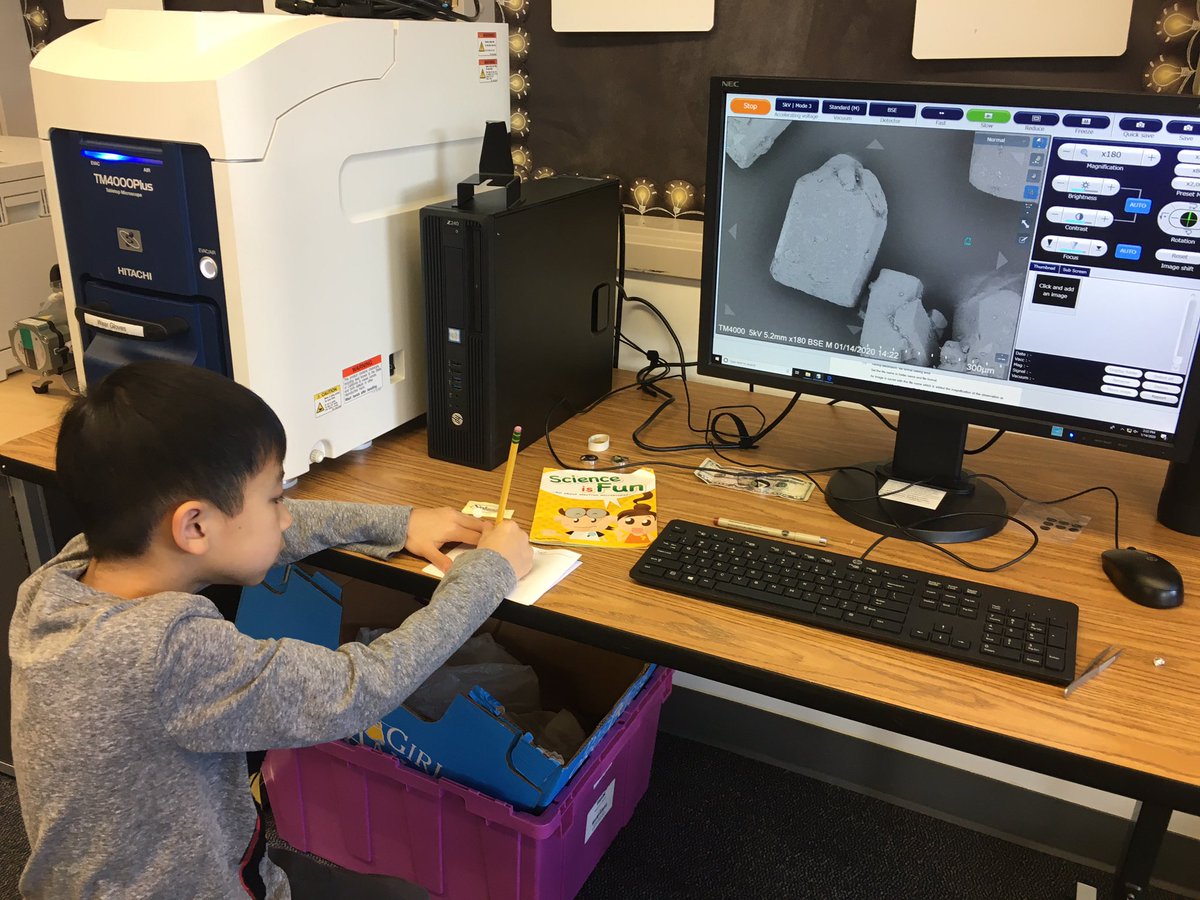 LOSDSTEMToSA's tweet photo. What happens when you take everyday items and explore them at different magnifications? Quotes from Oak Creek fourth graders. The deeper in you go, the more you see. That SEM (scanning electron microscope) was epic! #LOSDlogic @SpeerSTEM @ChrisHesselbein https://t.co/359cjuOIW1