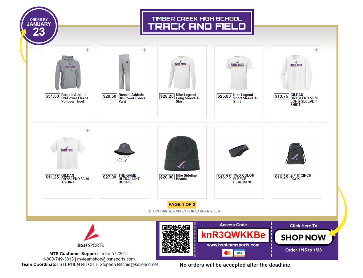 TCFalconsTrack's tweet photo. Falcon Family: TC Track &amp; Field Gear Store open until Jan 23rd.  See flyers below to see the products and order info. Support your Falcons and order your gear today! Open only until next Thursday...so place your orders asap! @TCHS_Booster @TCHSTandF @TCHSTalon @TCHSFootball https://t.co/e6OAbvKiAD