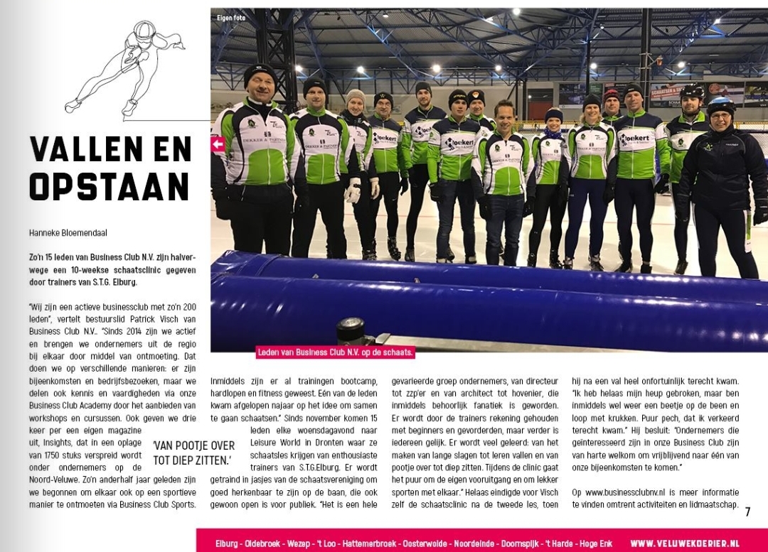 Deze week staan we met een artikel over onze schaats-clinic in de Veluwe Koerier. Sporten verbindt!