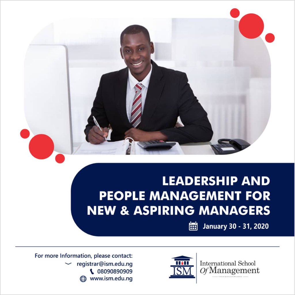ISMLagos1's tweet image. The Leadership &amp;amp; People Management for New &amp;amp; Aspiring Managers course will help you redefine the role of the manager as a leader &amp;amp; understand what really motivates both the leader &amp;amp; his people to succeed.
Visit ism.edu.ng | 08090890909
#ISMLagos #leadership #managers