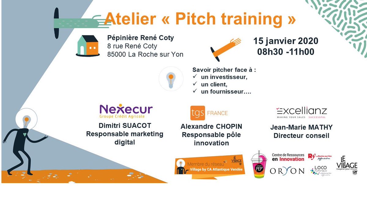 delleclastres's tweet photo. Bravo aux 9 entrepreneurs vendéens présents ce matin pour muscler leur pitch avec les partenaires experts du @villageCAav Dimitri Suacot @Nexecur_groupe @jeanmariemathy Excellianz et @al_chopin @TGS_France, un bel exemple du partenariat @Oryon @CRI_lrsy et @villageCAav 🚀👏 https://t.co/g7Z34JuRPh