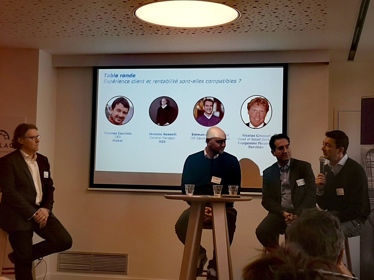MelMart1's tweet photo. Présentation du #WorldRetailBankingReport de @capgeminifrance par @ghanem_elias & V.Gitenay & panel quali sur la compatibilité de l'expérience client et de la rentabilité par N.Croquet avec @ThomasCourtois7 @CompteNickel @JeRosselli @N26FR E. Rodriguez @Raisin_FR @LaPlaceFintech https://t.co/2F5ChjHg31