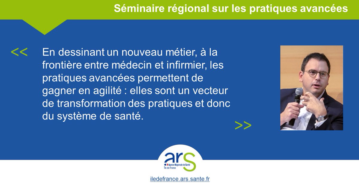 Le DGARS <a href="/aur_rousseau/">Aurélien Rousseau</a> ouvre le séminaire régional sur les pratiques avancées : « L’interprofessionnalité, les pratiques avancées et les protocoles de coopération sont des leviers de transformation des organisations structurants et puissants. » #IPA