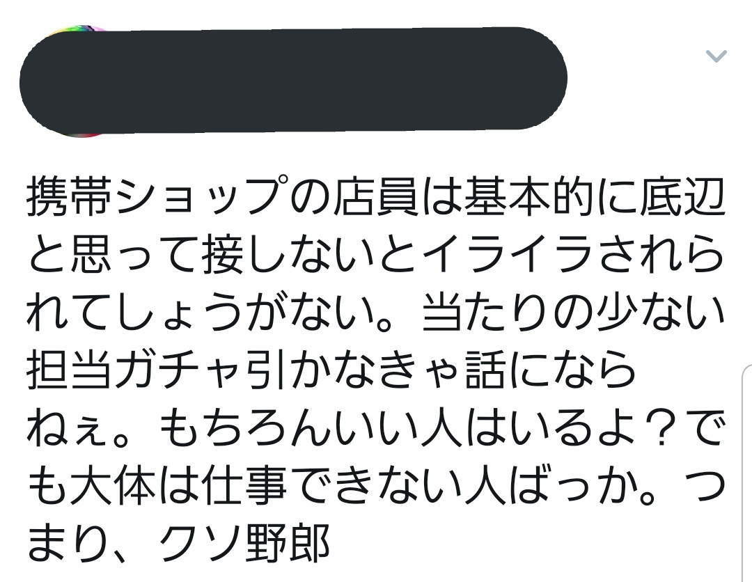 殺意に溢れたショップ店員ちゃん 関わりたくないのでスクショ こういう思考の人間がいるんだからこの業界怖いよね T Co Z30sdoqgng Twitter