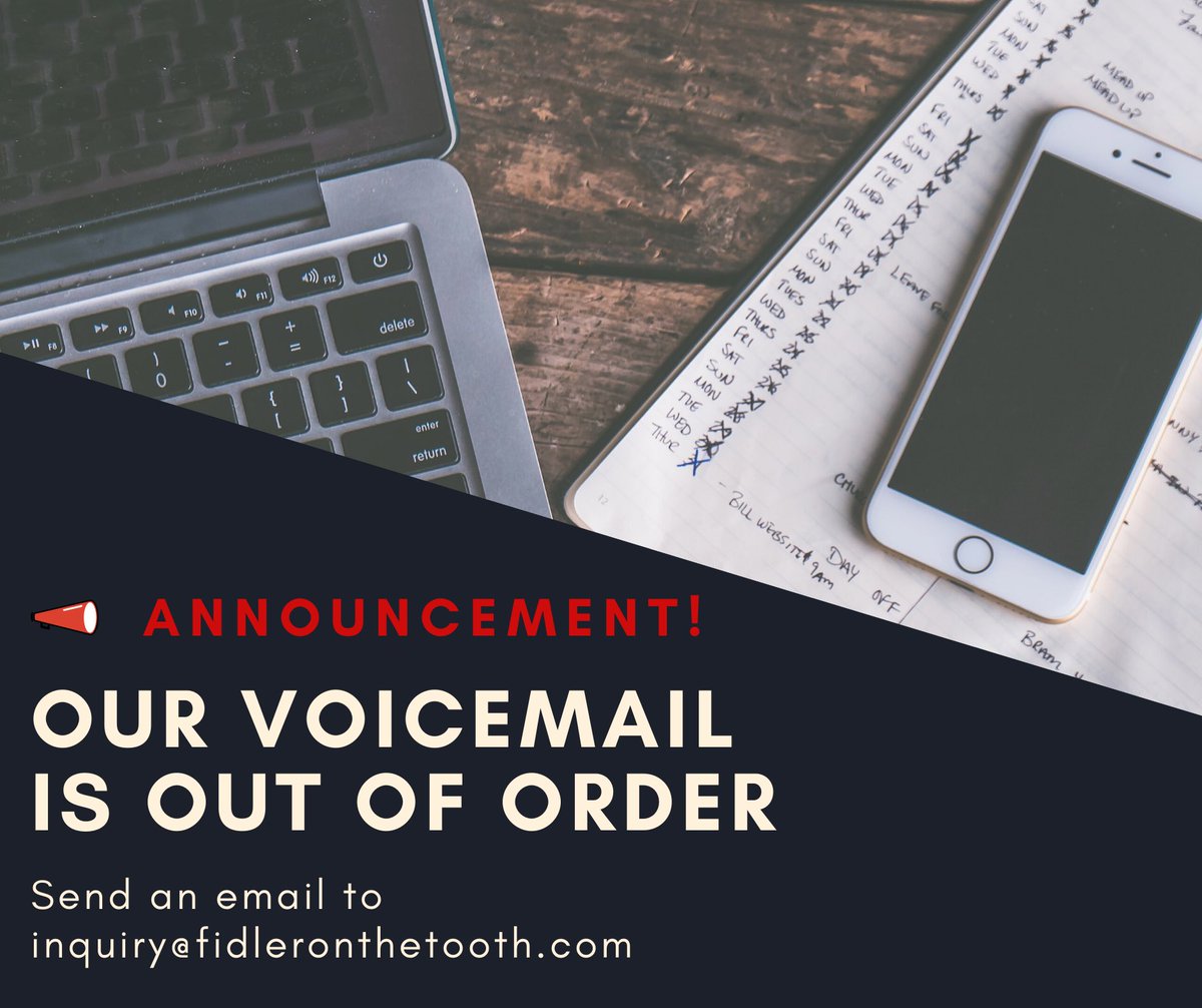 Fidler On The Tooth On Twitter Due To A Recent Power Outage In Our Office Our Phone Service Is Currently Out Of Order Please Email Us At Inquiry Fidleronthetooth If You Re Wanting To