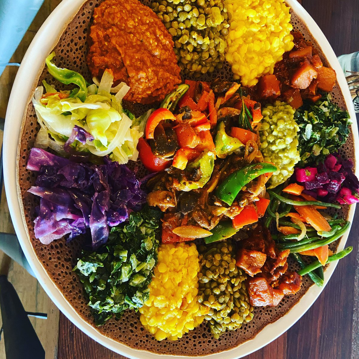 Veggie platter #ethiopianfood#veganfrendly#glutenfree#eatethio#melabistro#oakland#bayareaeats@melabistrooakland