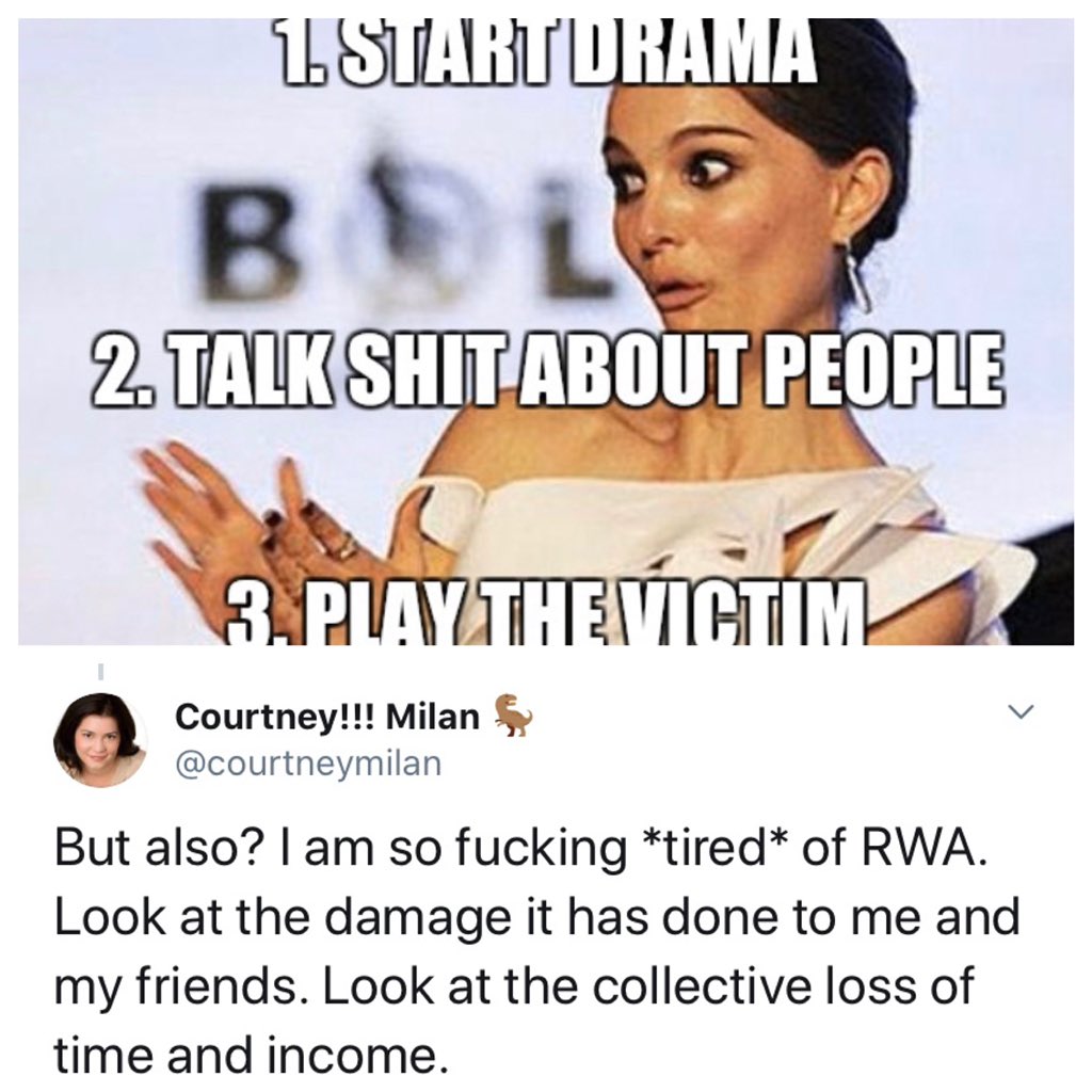 LegendaryLiba's tweet image. #LackOfSelfAwareness #IStandWithCourtneyMilan #rwa #RWAshitstorm