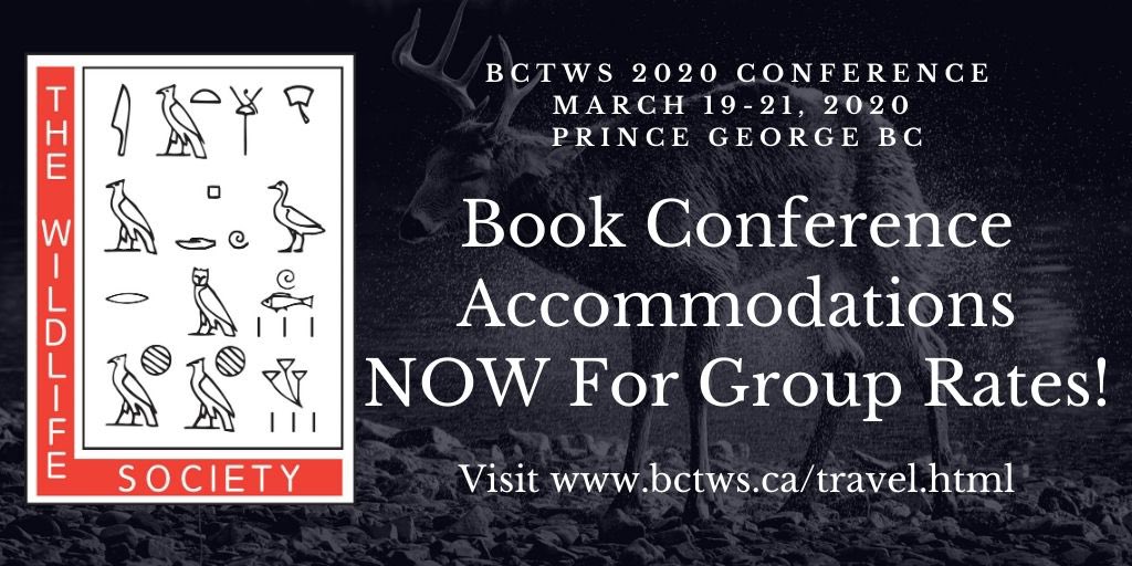 Attending the BC TWS Conference in March? Check out  bctws.ca/travel.html for group hotel rates! *PLEASE NOTE - The conference falls on the same weekend as a large curling event. Book your accommodations early! #BCTWS #BCTWS2020 #THEWILDLIFESOCIETY