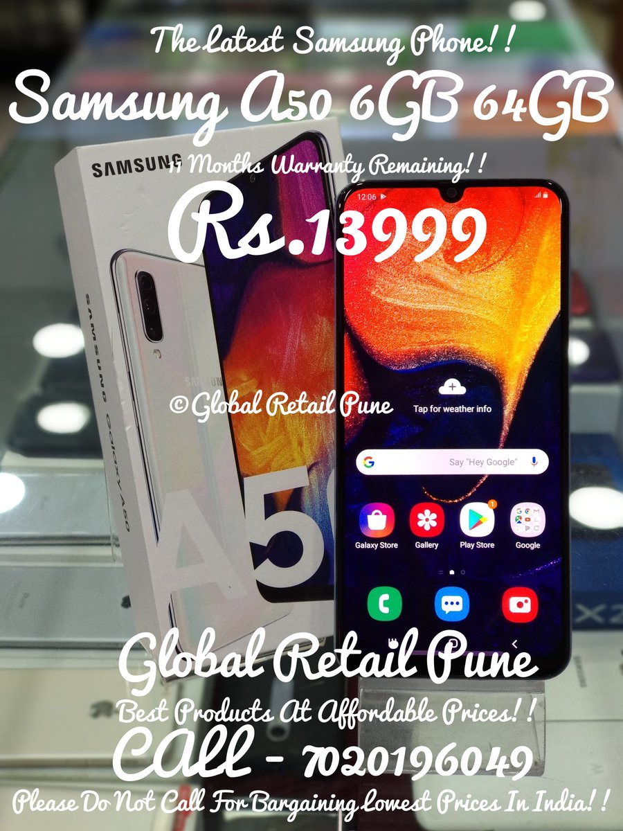 Samsung Galaxy A50 6GB 64GB : The Latest Samsung Phone!! 😊❤️🙏

#samsunga50case #samsunga50 #a50samsung #samsunga50photo #a50 #samsunga50photos #samsunga502019
#samsung #samsungcase #samsungmobile #samsungindia #samsung_india #pune #punekar #globalretailpune #buybackmart #mobile