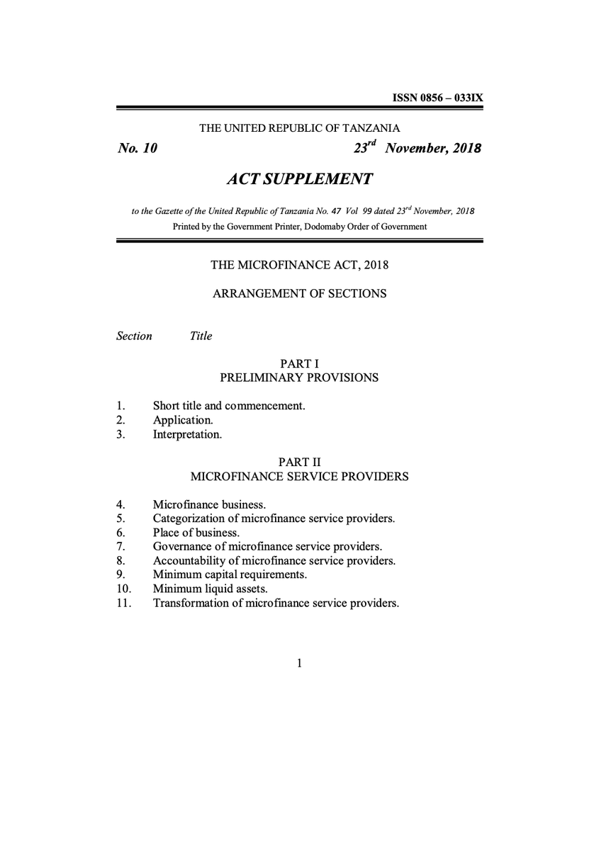 GetPesaTZ's tweet photo. This week we are familiarising ourselves with the Microfinance Act Supplement and Subsidiary laws for Deposit Taking, Non Deposit Taking MFIs ,Community Savings MFIs and SACCOs.

BTW Non-Deposit taking includes individual lenders such as loan sharks.

@BankOfTanzania https://t.co/6Z4PRdjRX4