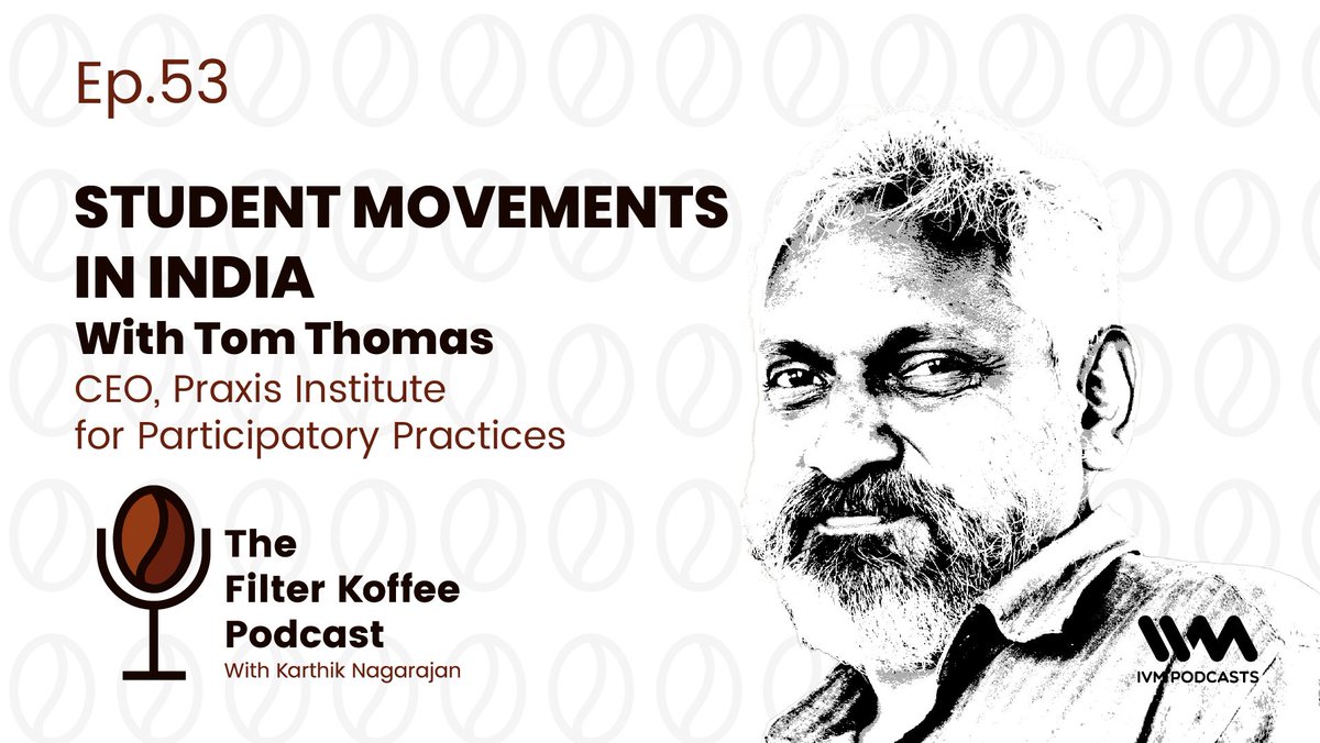 On #TheFilterKoffeePodcast, <a href="/The_Karthik/">Karthik Nagarajan</a> is joined by the CEO of Praxis Institute for Participatory Practices, <a href="/tom_t/">Tom Thomas</a>. Tom talks about the #studentmovements in India and discusses whether they're the conscience keepers of society

Full ep: ivm.today/TFK-53

#JNUattack #JNU