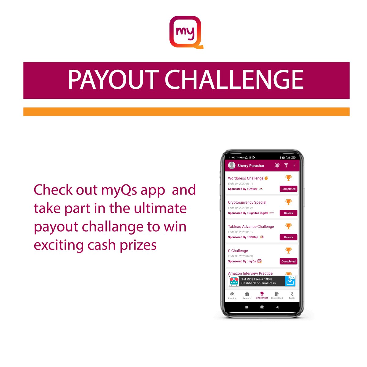 myQsApp's tweet photo. Here is an chance to win exciting cash prizes.
Check out myQs app and take part in the ultimate payout challenge, with students and professionals taking part all around the nation.
#myqs #tech #challenge #techchallenge #techapp #payout #cashprizes https://t.co/uYAYQHXMPv
