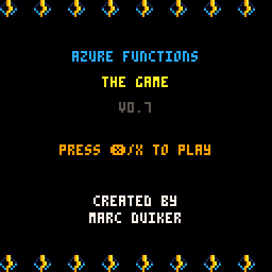 Menu screen of Azure Functions The Game, built in pico8