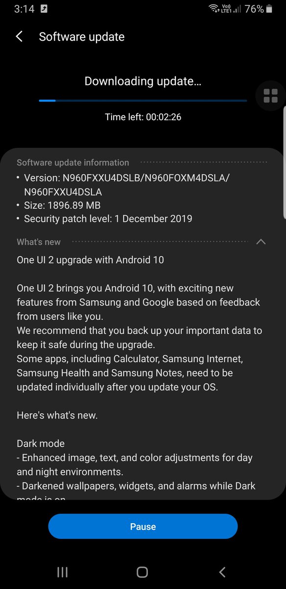Gunasamss_YT's tweet photo. Samsung Galaxy Note 9 Has A New Update !!
Info:
Android Version: 10.0 Q
One Ui Version: 2
Security Patch Level: 1 December
Update Size: 1.8GB
==
#Samsung #SamsungGalaxyNote9 #SamsungUpdates #SamsungUpdate #SamsungOneUi2 #oneui2 #Android10 #Android10Note9 https://t.co/ADljKcoVqc