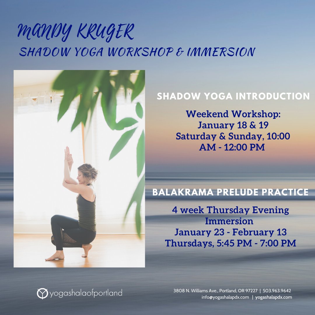 Register for Mandy Kruger's Shadow Yoga Workshop and/or Course. 
The workshop begins this Saturday and the course starts on Thursday, January 23. 
Register here: bit.ly/MandyShadow
