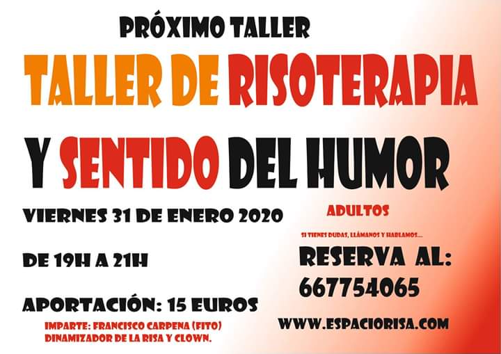 Próximo taller de risoterapia y sentido del humor, te vienes a cuidarte un poco de forma divertida?