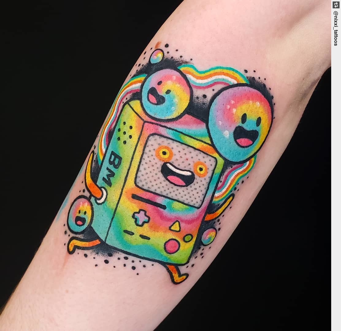 Tattoo Ness on X: "BMO from Adventure Time! Thanks to everyone that gets tattooed, you're some real ones ✌ . . . #art #chicagotattoos https://t.co/j7oq6w12CG" / X