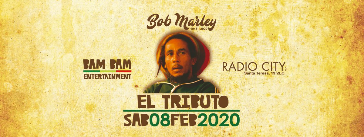 RadioCityValenc's tweet photo. ¡Vuelve el esperado tributo al astro del #reggae! El 8 de febrero las mejores voces del panorama reggae valenciano se unirán para homenajear al gran Bob Marley. Entradas disponibles en @movingtickets #reggaevalencia #conciertosvalencia #tributobobmarley #bobmarley https://t.co/dFNPE0qXQg