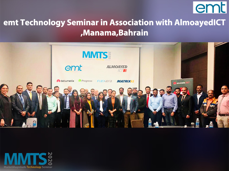 EMTMEA's tweet photo. It's a kick-starting of emt -MMTS 2020 Technology Seminar today in Manama, Bahrain in Association with @AlmoayedICT
Thanks to AlmoayedICT Team, and valued end-users for joining us in the Seminar
#ICTManagement@EMTMEA @acunetix @Ipswitch @flexera @Matrix42_global https://t.co/09ZjZyafis