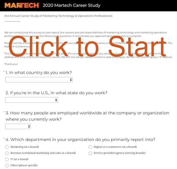 My one-time-a-year request to the #MarTech community: What's the current state of marketing technology and operations careers? chiefmartec.com/2020/01/whats-… For 5 minutes of your time, we'll all learn a lot about the roles and responsibilities of our profession. Thank you!! 🙏