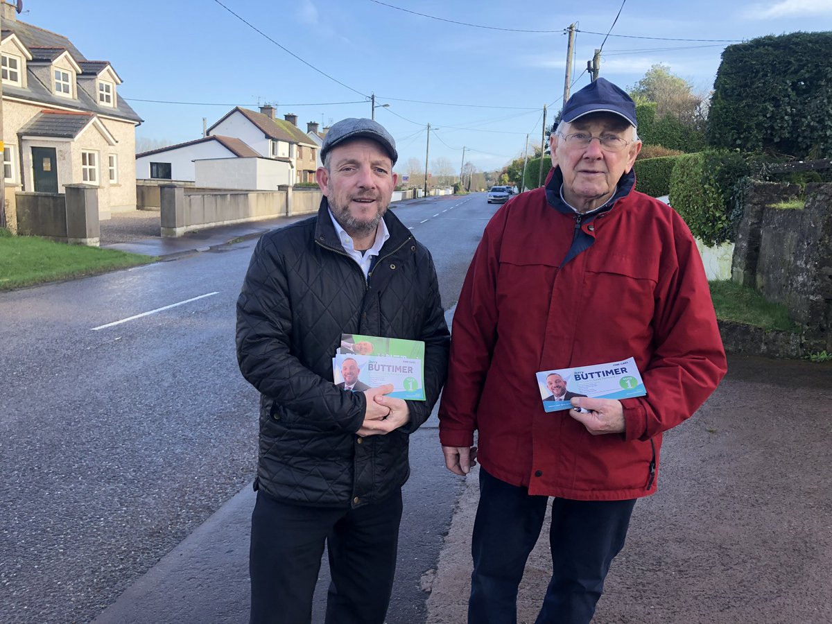 jerrybuttimer's tweet photo. At Election time you really appreciate your family. Good to have my Dad out this morning. Two Jerry Buttimer’s #GE2020 #GE20  #lookforaward #votebuttimer1 @FGCSC1 @FineGael  we even met a goat https://t.co/bsHHX9smyH