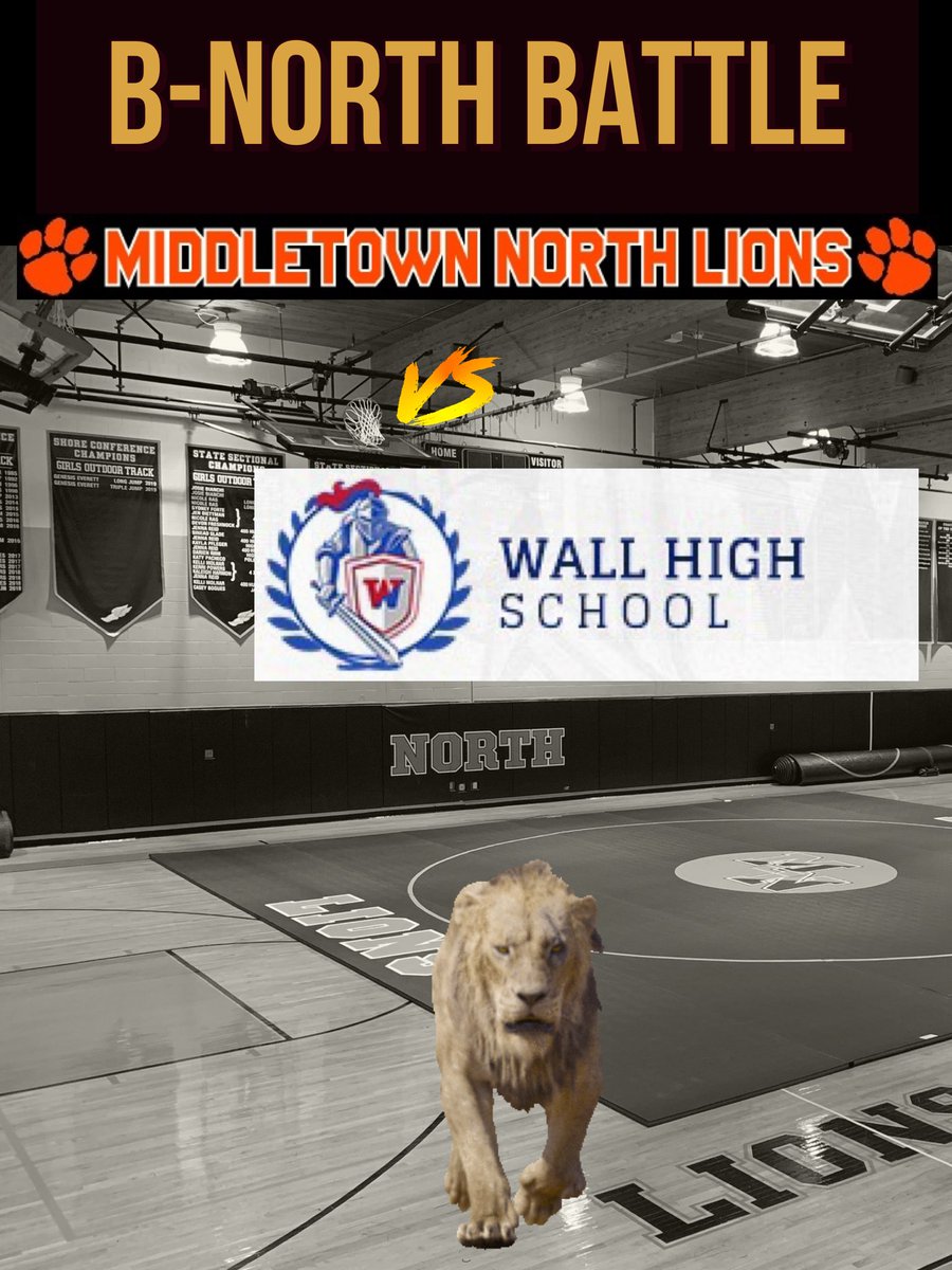 MNLionsWrestlin's tweet photo. ⚫️🔶Let’s Pack The Den!! 🔶⚫️

🤜6:00PM Big B-North Match🤛

@MNLionsWrestlin vs @WallWrestling 

@NorthNation1 @HighSchoolNorth @MTPSpride #HuntingSZN #DigDeep 
Logo📸:Wall Public Schools &amp; Despo https://t.co/XtVmS2c1b4