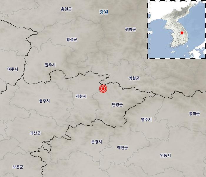 KMA_earthquake's tweet image. [지진정보] 01-15 22:46 충북 제천시 동남동쪽 9km 지역 규모2.1 계기진도 : 최대진도 Ⅱ(강원,충북)