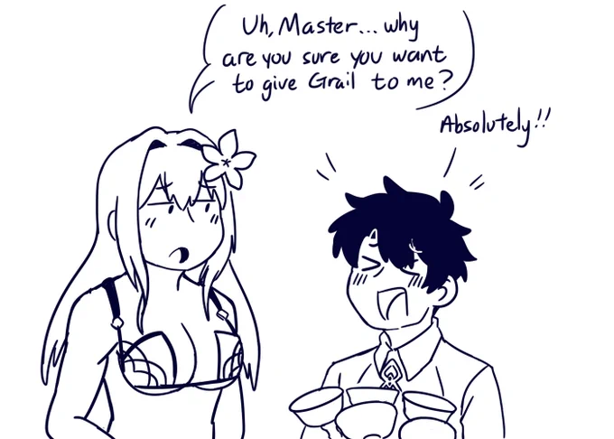 . @ThighFriendship being madlad again ?this is the best I can do so far because I feel like Im drawing comic again (which it isnt.) I s2g you should come back for actual comic commission if you want more shishou stuff from me, your generousity is more than enough?? 