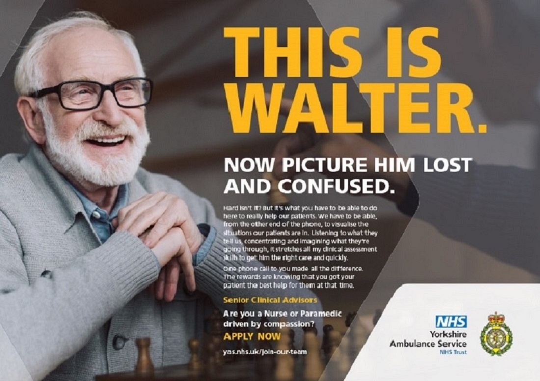 YorksAmbulance's tweet photo. Apply for our Senior Clinical Advisor role and stretch all of your clinical assessment skills to get our #patients the right care quickly. One phone call can make all the difference to patients like Walter. https://t.co/FAlt5wu09O https://t.co/2TpJsz8b3i