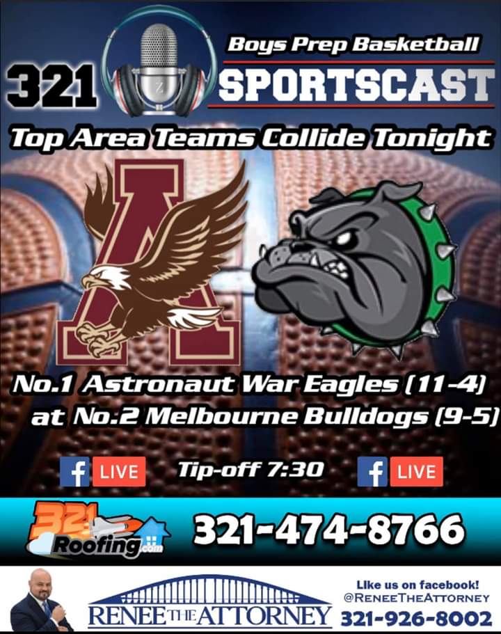 321sportscast's tweet photo. tonight on the top 2 #BrevardCounty boys π teams collide. No.1 @AstronautHoops travels 2 face No.2 @MelHiSports #Melbourne #Bulldogs. Both R coming off upset losses, which 1 β#Reboundsβ, find out at 7:30 on the Space Coastsβ Premier Sports Network, #321SportsCast #prepbasketball https://t.co/izIAacLRd2