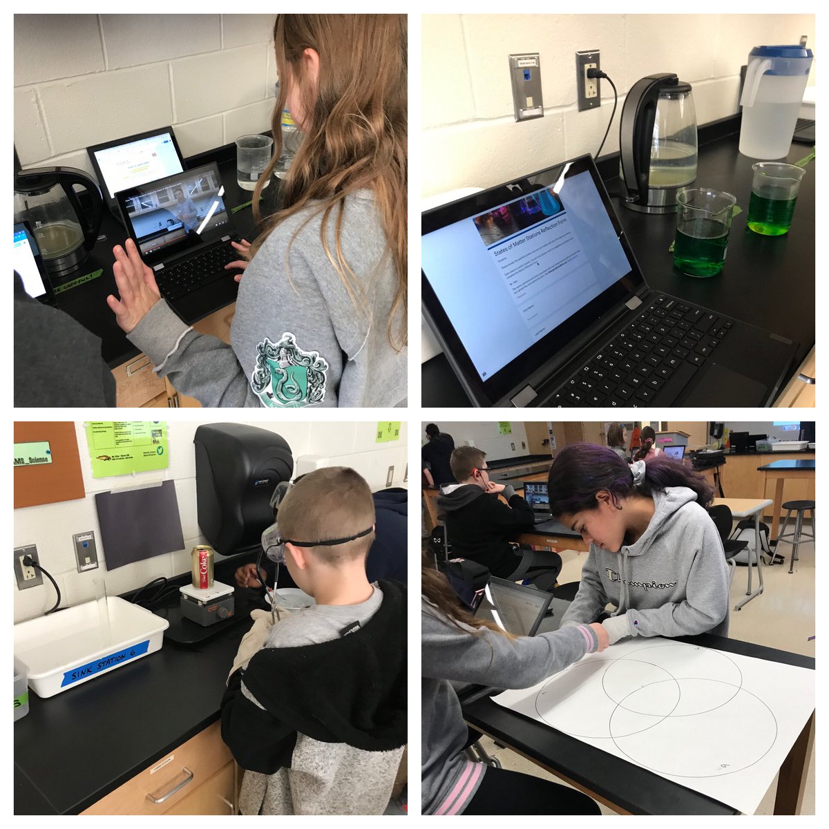 NAMS_Science's tweet photo. #K3Firebirds students @NAMS1617 complete States of Matter stations to better understand particle movement when energy is added or removed. A great blend of hands-on work, technology with @GoogleForEdu/@Screencastify, & student reflection. ππ§ͺπ #kkidpride #sciencenotebooking https://t.co/62d6aJp5PX