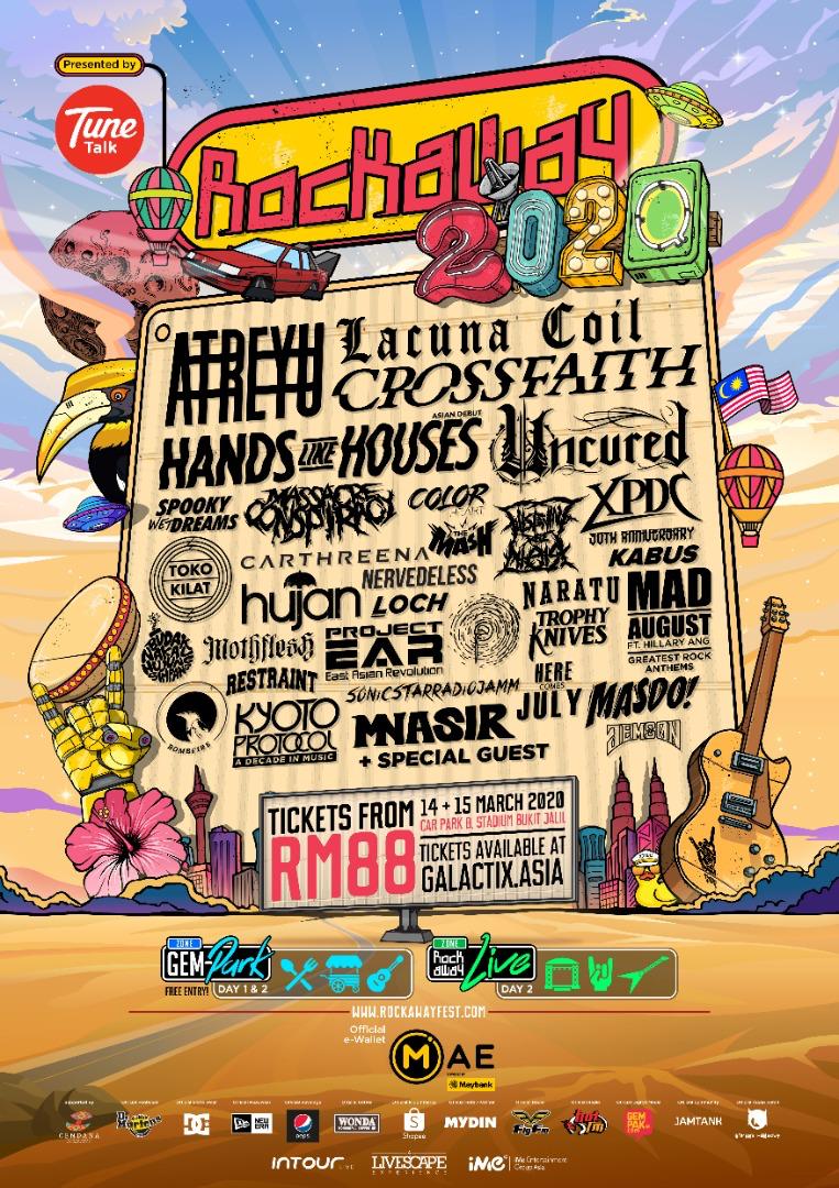 🤘🤘🤘Full line-up untuk Rockaway 2020 dah finally announce!!!
.
On bill are Atreyu​, Lacuna Coil​ with more local acts to boot such as Budak Nakal Hujung Simpang​, Carthreena​, Glistening Redchair​, Spooky Wet Dreams​, Loch, Trophy Knives, Mim and MORE!
.
#TAPAUtv #makingascene