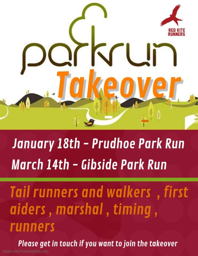 🚨🚨 #ParkRunTakeOver 🚨🚨

This Saturday at 9am is the 1st of our #RedKiteRunners #ParkRun takeovers. We are seeking runners, marshals, volunteers &amp; firstaiders.
Anyone able to help, please meet 8:20am at Tyne Riverside Cafe.
Prudhoe NE42 6NP
#PleaseRetweet
<a href="/ParkRunUk/">parkrun UK</a>
#UkRunChat