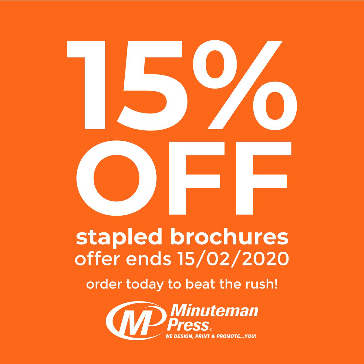 *January offer* 15% off all our stapled brochures. Offer ends on 15/02. Call or email us for a free consultation! #minutemanpress #newport #printing