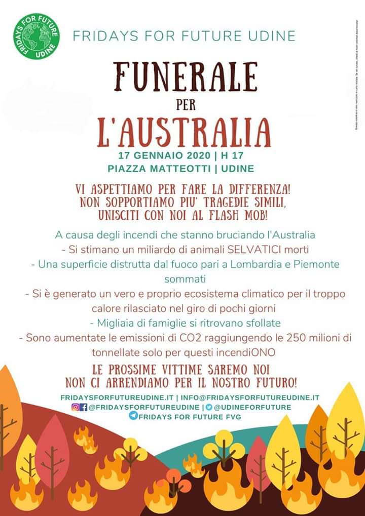 As many FFF groups in the world, we too feel destroyed for what is happening in Australia, and we'll meet this fridays to show our grief. 
#prayersforaustralia #AustraliaFires #SavetheWorld #FridaysForFuture #bushfires #climatechange #ClimateCrisis