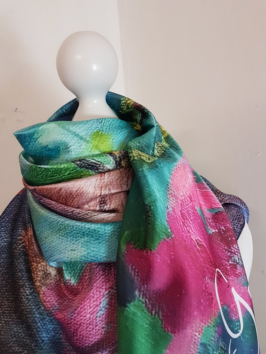 studio_gardner's tweet photo. 'Vegan Silk' scarves with designs from my oil paintings #Veganuary #alpaca https://t.co/b42oJfFpPi