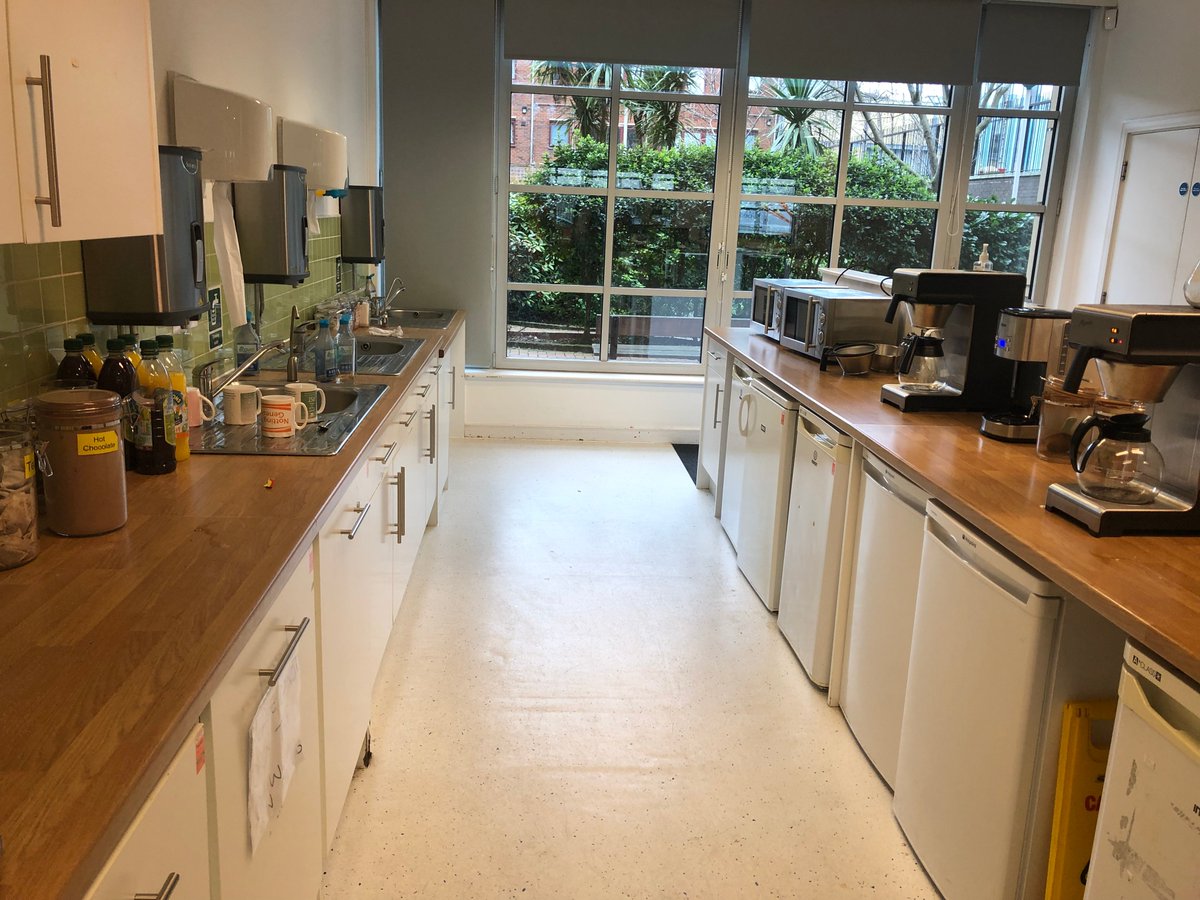 Before and after ⏭⏭ Check out our recently completed canteen and kitchen space for Notting Hill Genesis - King’s Cross, London. #interior #design #designandbuild #beforeandafter