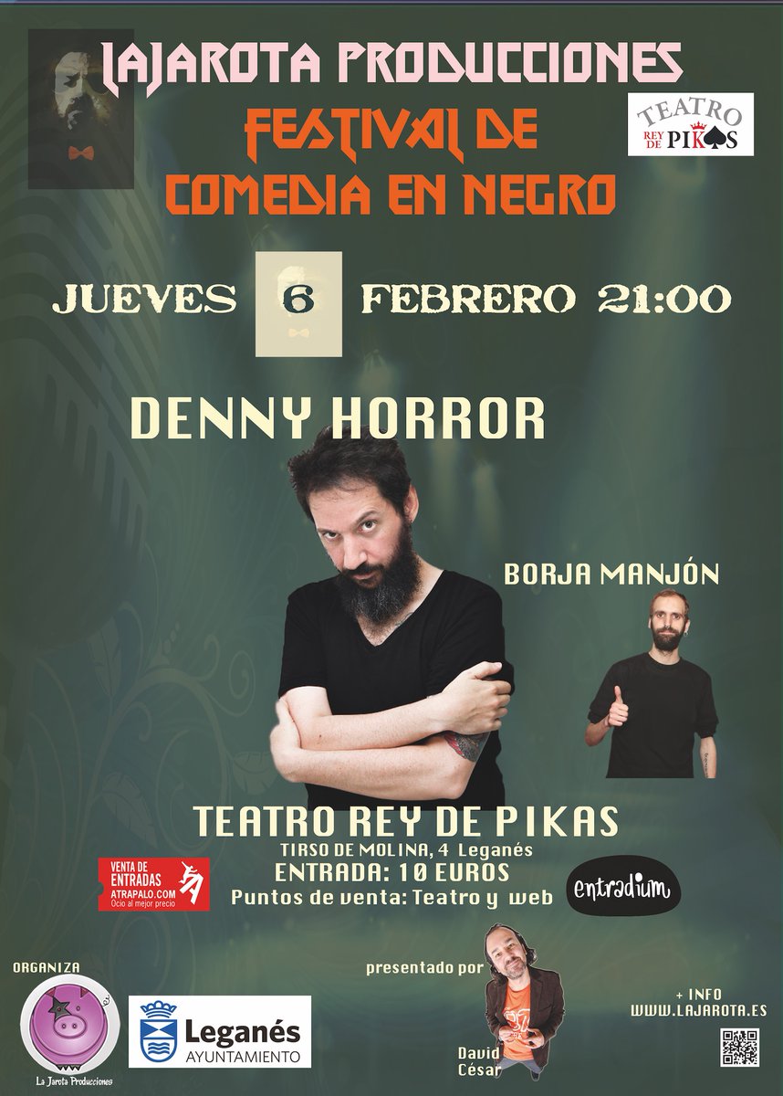 LaJarota's tweet photo. Entradas en @atrapalo para el FESTIVAL DE COMEDIA EN NEGRO DE LEGANÉS: ♟️👇🎟️🛒
https://t.co/zAZFFE9bPZ https://t.co/hy1xZPRiGy