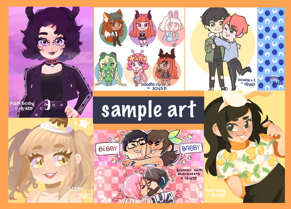 gelicarrotcake's tweet photo. COMMISSIONS! ✨✨ modified my sheet and i want to help pay for my dads medical bills

RTs are super appreciated! 💖

DISCLAIMER; i may take longer on the drawing than usual because im in the hospital right now watching my dad,, https://t.co/YzSv60EFUF