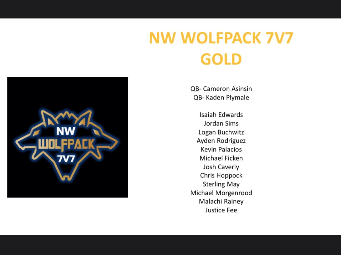 NWWolfpack7v7's tweet photo. Week 1 of the Seattle Winter League!!! Both of our HS teams (Gold and Navy) AND our Middle School teams will be in action this weekend!!! Time to show up and show out!!!! #FootballFamily #NWWolfpack #HDP #HardWork #Dedication #Perseverance 🐺🐺🐺🏈🏈🏈 https://t.co/NOLsPYbH6Z