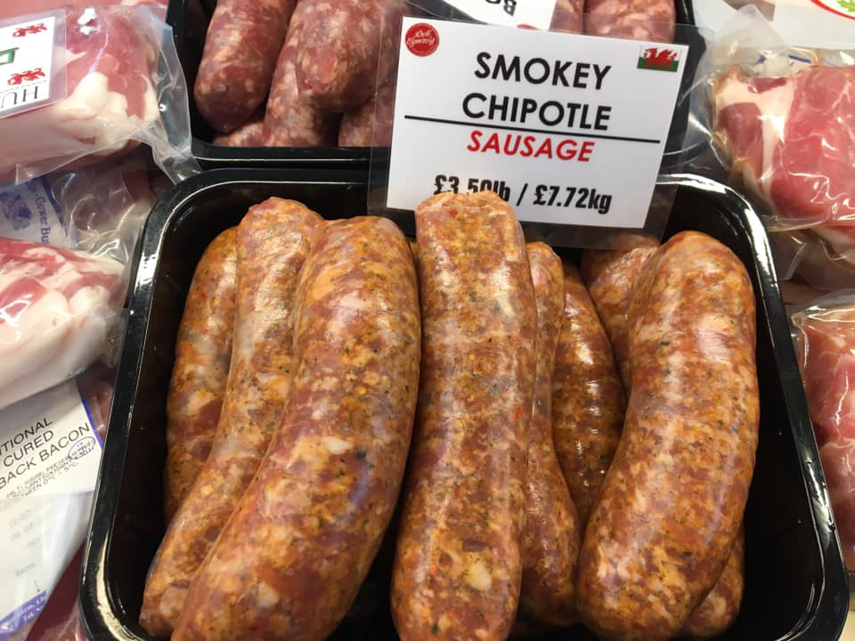 DCymreig's tweet photo. Made from minced Welsh pork, we’ve developed our very own version of Smokey Chipotle Sausages on sale now at Deli Cymreig. Come on down to our shop in Swansea Market to get yours https://t.co/oDTqukBECi https://t.co/NFqKqPnaOd